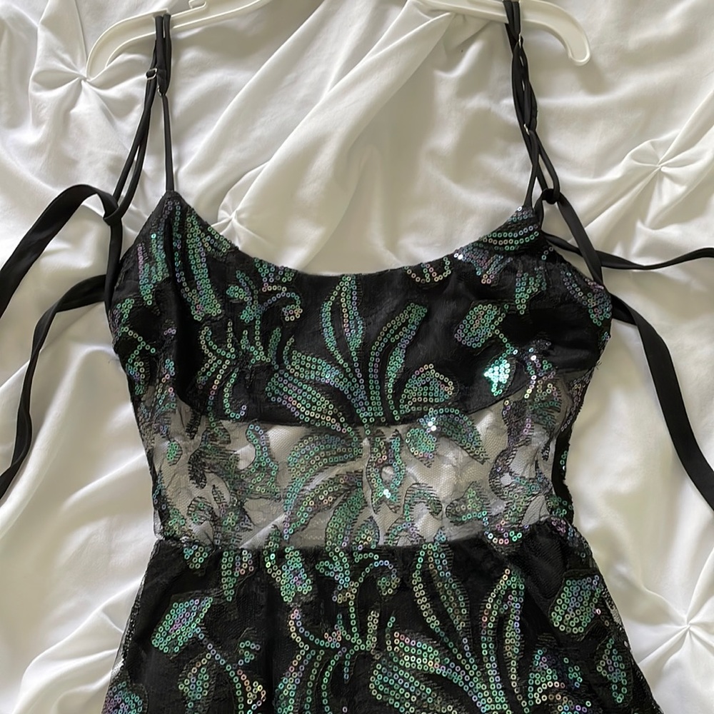Lucy In The Sky Adelina Embroidered Lace Dress in black